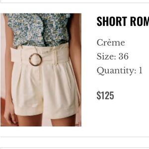 Sezane Rome Shorts Crème - Size 36